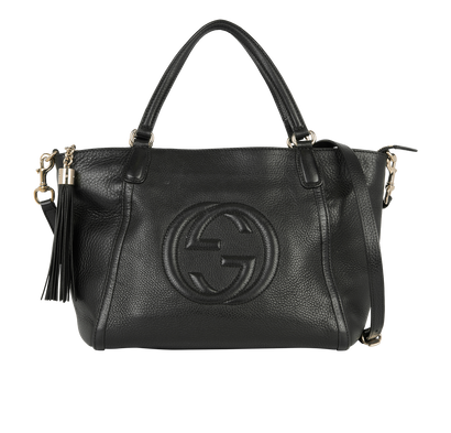 Small Soho Cellarius Tote Bag, £375, Handbags, Black, Leather, Front view